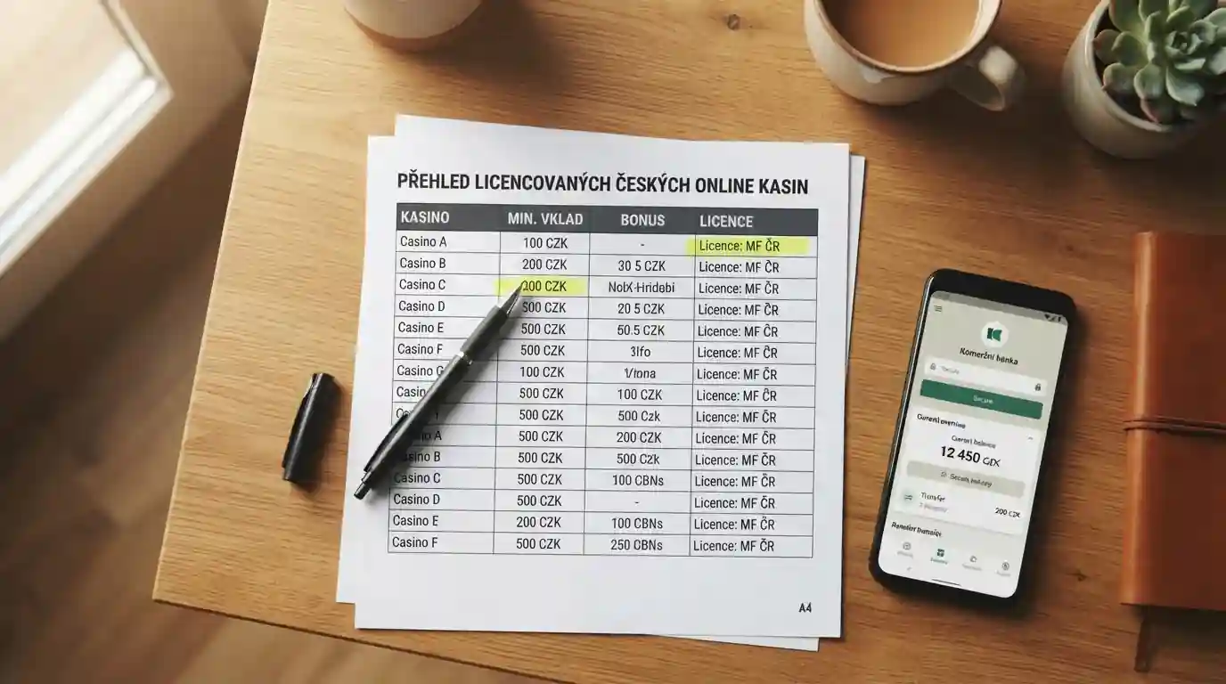 Srovnání českých licencovaných kasin s nízkými vklady