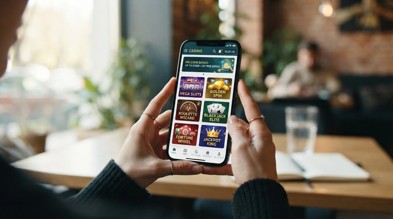 Mobilní telefon s Tipsport casino aplikací ukazující živé casino hry