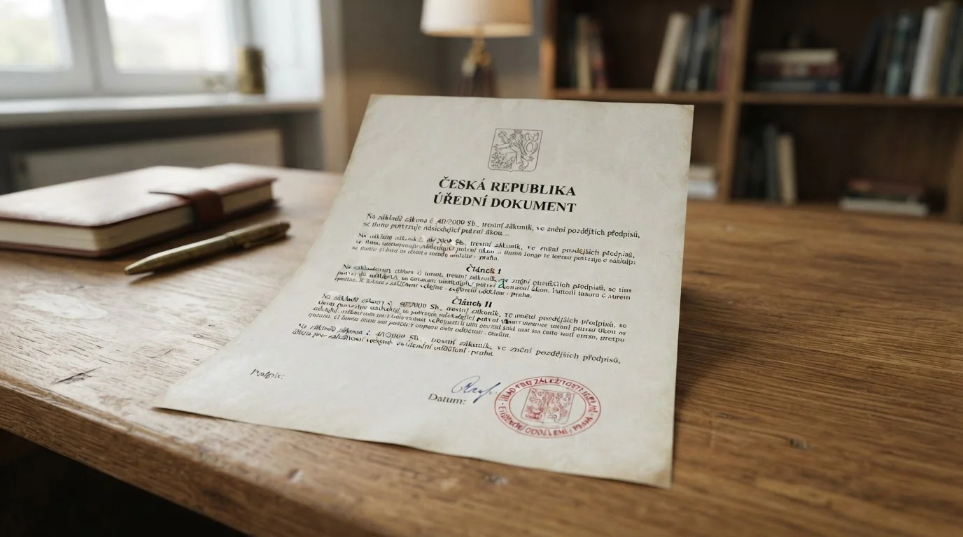 Právní dokument s českým zákonem o hazardních hrách a razítkem