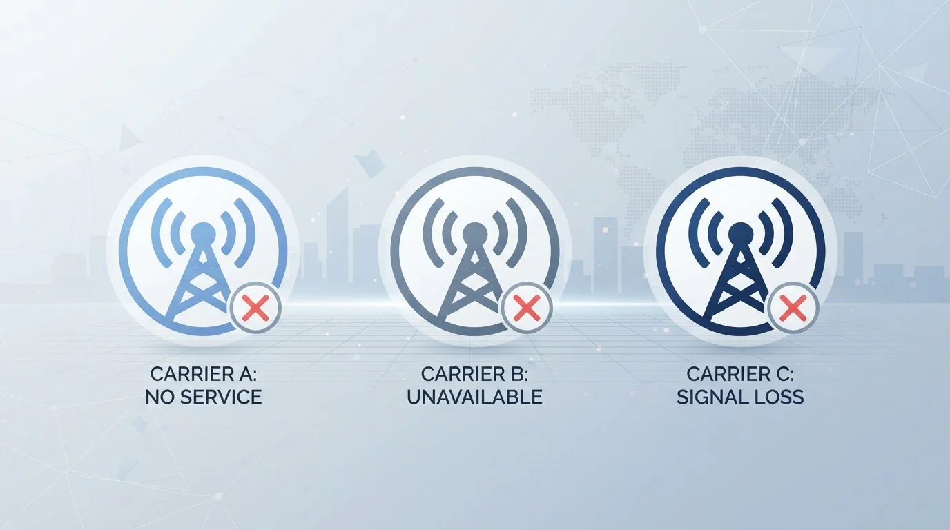 Tři hlavní české mobilní operátory zobrazené jako neutrální brandingy bez carrier billing podpory