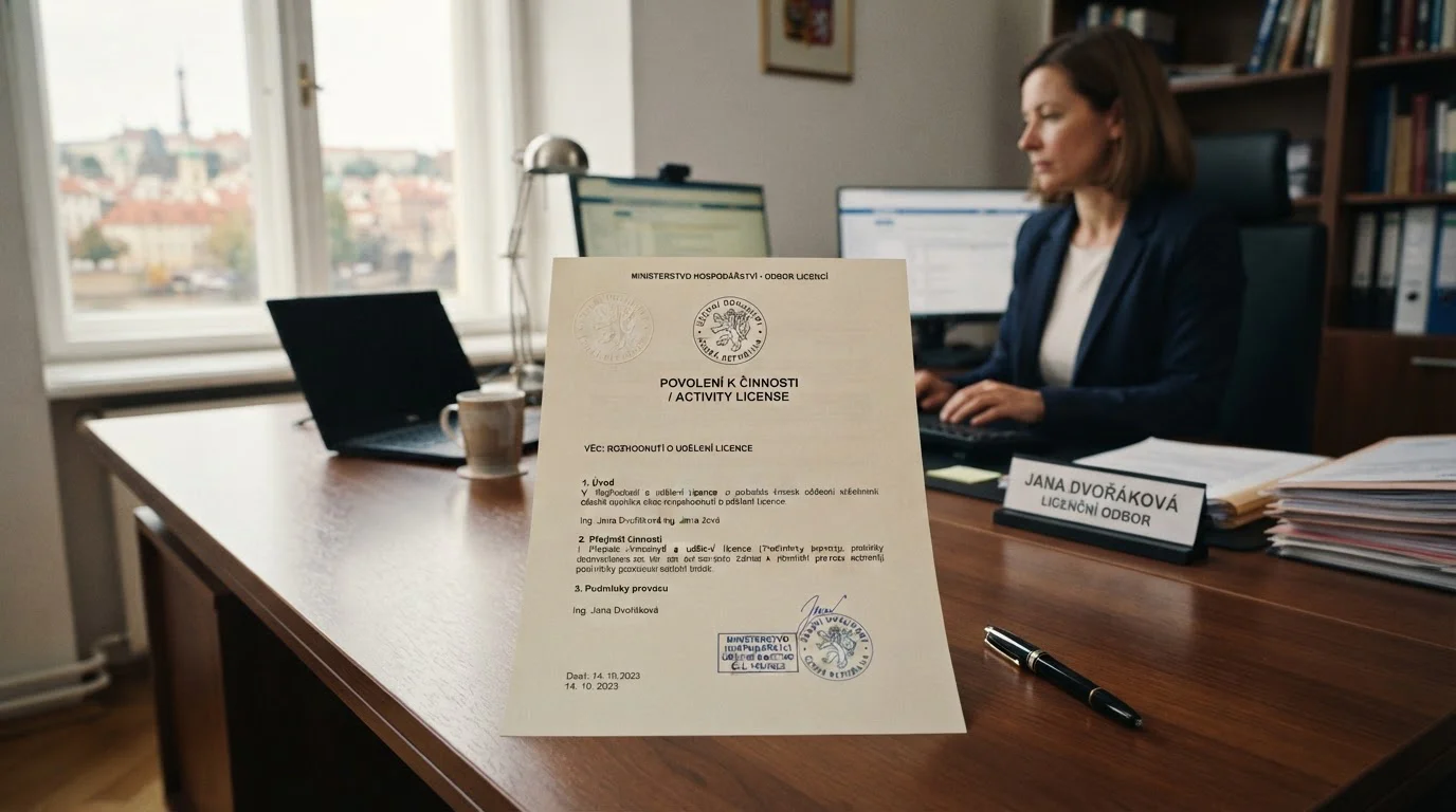 Oficiální licenční dokumentace s českým státním symbolem