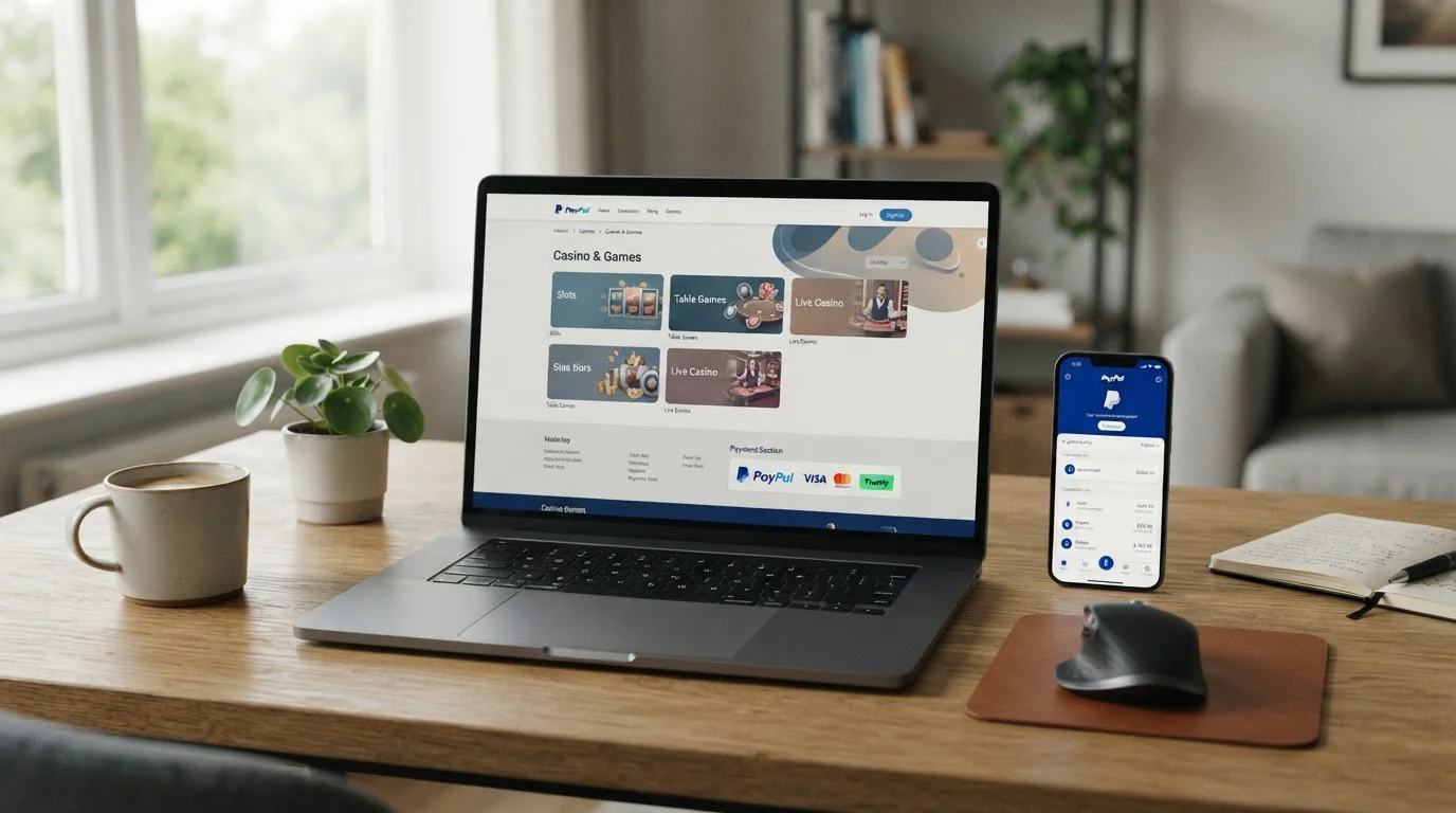 Online kasino s PayPal platbou pro české hráče na notebooku
