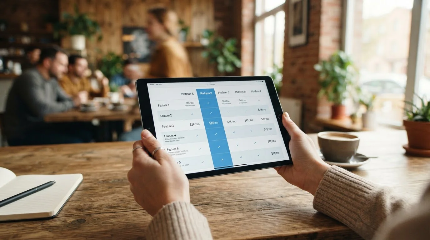 Hráč porovnávající různá česká online casina na tabletu
