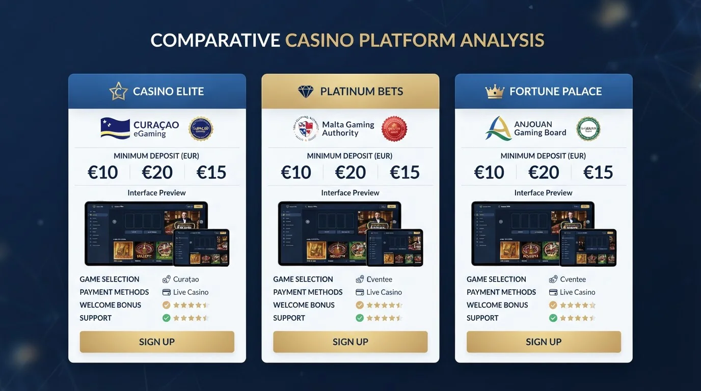 Srovnání casino platforem s různými licencemi Curaçao Malta a minimálními vklady